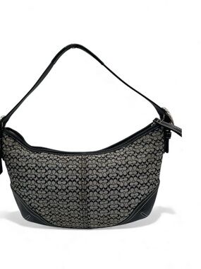 Coach Black and Gray Signature Croissant Shoulder Bag